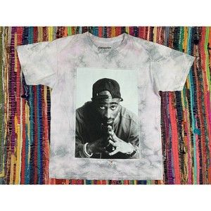 Tupac Tie Dye Gray Chemistry Poetic Justice Shakur Rap Tee Shirt Sz Medium